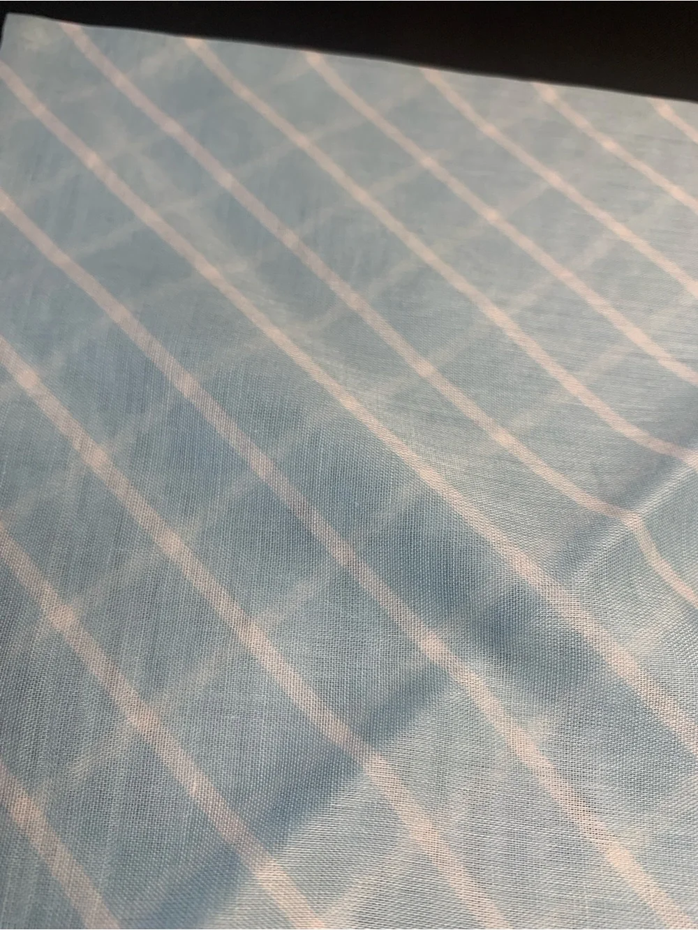 Dior Light Blue Cotton Scarf with Multicolor Houndstooth Border
